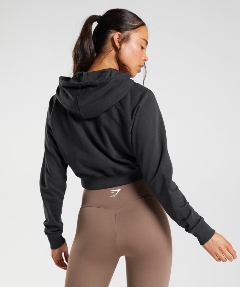 Women's Gymshark Training Cropped Hoodie Black | NZ 1GSZYT